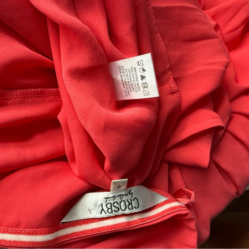 corey lynn calter asymmetrical dress ruffle red pink tube midi size 4 - Picture 7 of 8